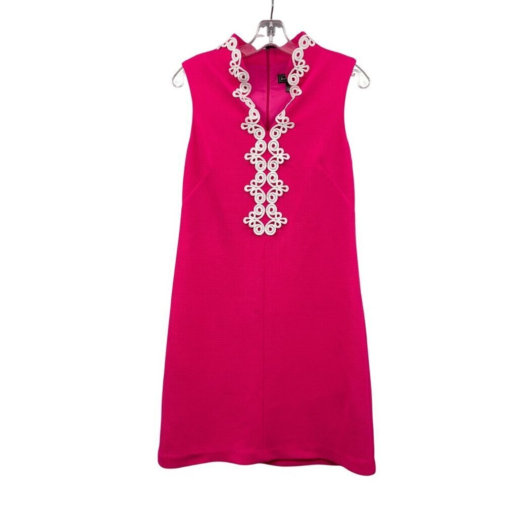 Jessica Howard Womens Sleeveless Sheath Dress Textured Pink/White Size Medium